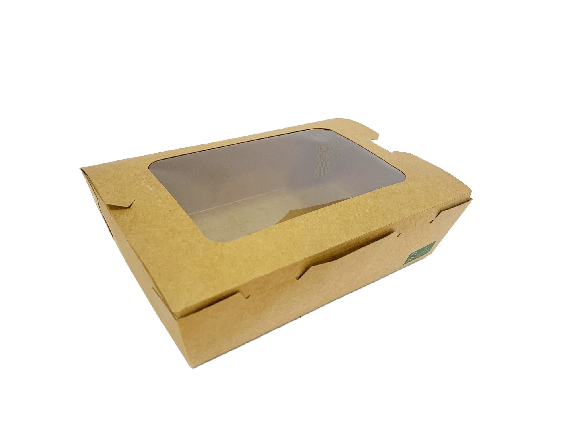 Cutii carton kraft meniu catering 1200 ml, cu fereastra, 20 x 15 x 5 cm, 50 buc/set
